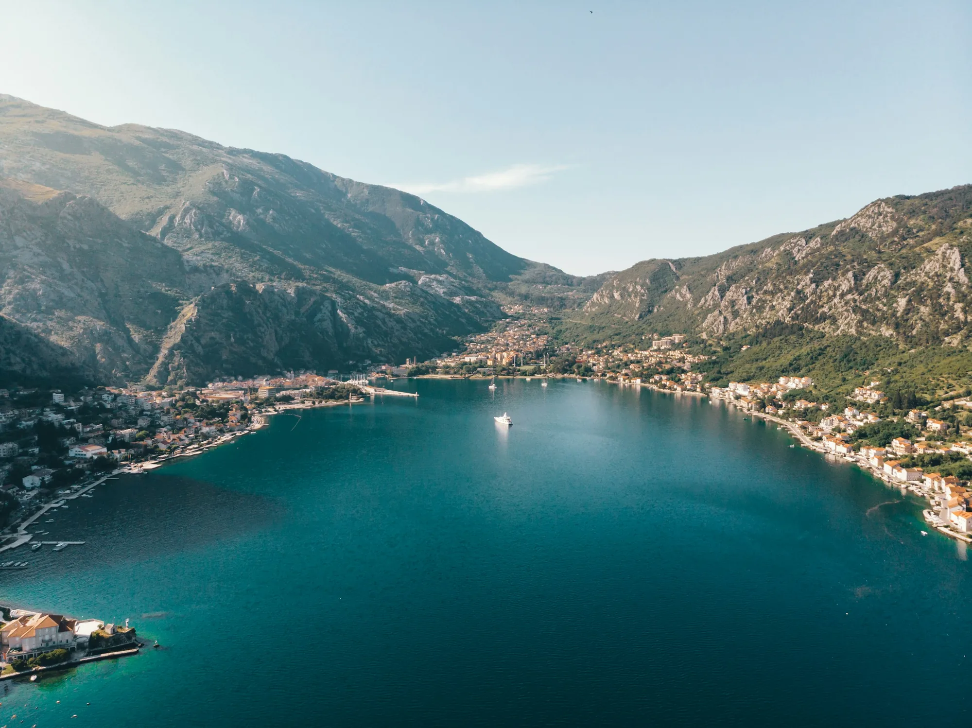 The mountainous shore and waters of Kotor Bay